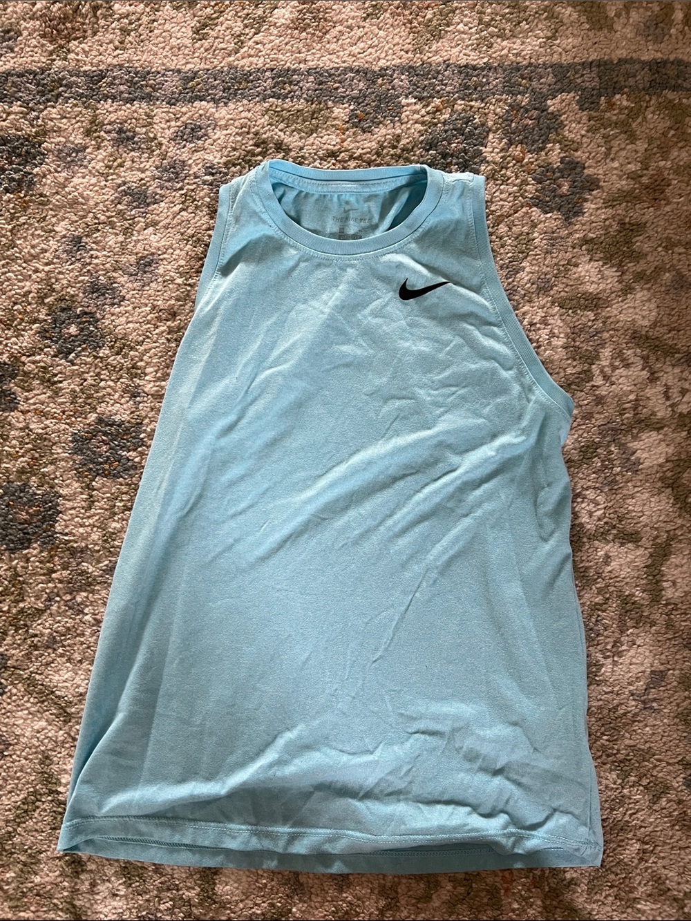 Nike Women's Sky Blue Performance Tank with Black Swoosh